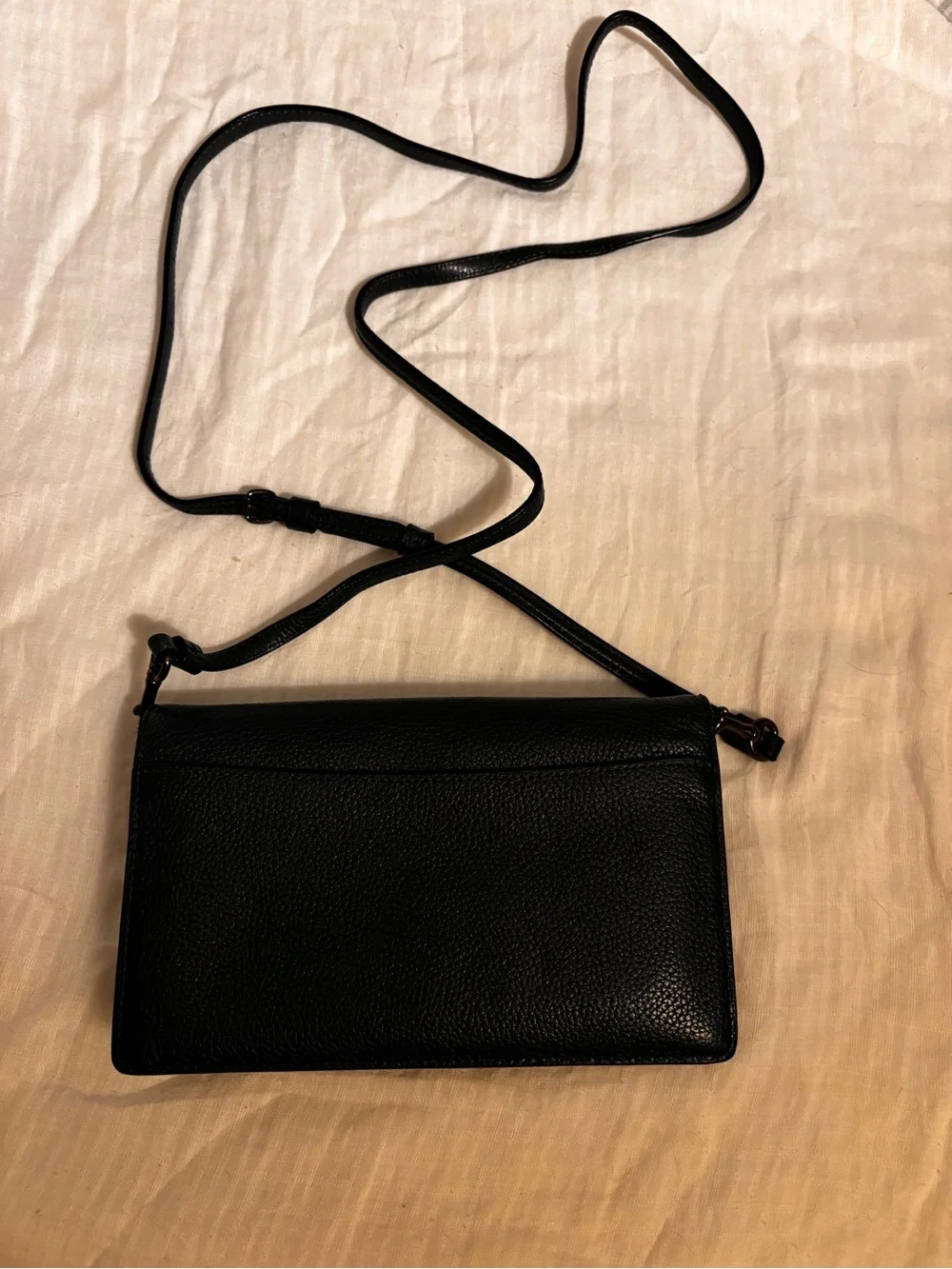 Coach Phone Crossbody – Dark Blue Pebbled Floral & Studs– Like New - Picture 8 of 9